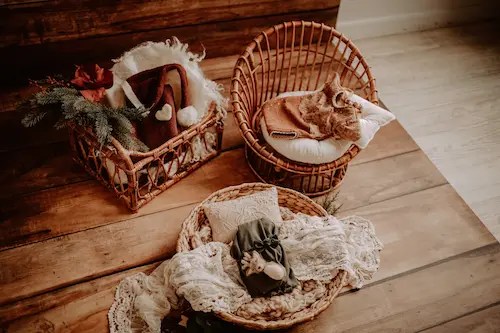 Décors d'hivers pour séance naissance Sundgau,